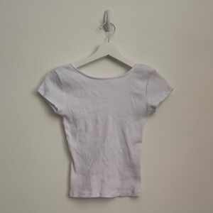 Cotton On White Ribbed Scoop Back Short Sleeve Top